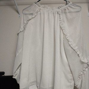 Loft white & black polka dot blouse